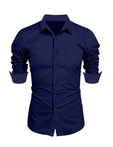 Gran oferta, nueva moda para hombre, camisa informal de manga larga con botones de Color sólido para primavera y otoño, hilo teñido transpirable antiretráctil - Product Image 3