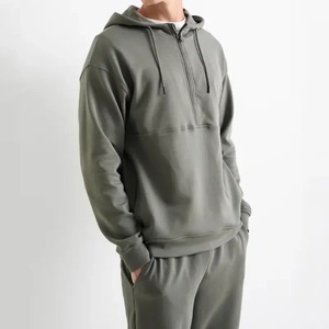 Sweat-shirt et pantalon de jogging d'hiver 69% coton 31% polyester polaire respirant bleu zinc taille plus - Product Image 1