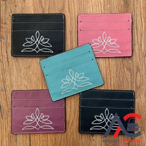 OEM Custom Fashion Boot Stitch Genuine Leather RFID Front Pocket Small Wallet Minimalist Cowhide Credit Card <b>Holder</b> for Women's - Product Image 1