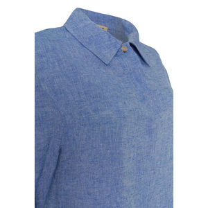 Chemise longue décontractée en popeline à carreaux pour femme - Coupe ample, col montant - Product Image 2
