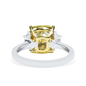 Premium Fancy Yellow <b>Cushion</b> Three Stone Engagement <b>Ring</b> Set Moissanite 10K Gold Bridal Jewelry OEM ODM Manufacturer - Product Image 3