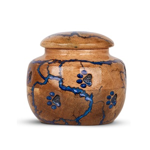 New Luxury Handmade Cremation <b>Urn</b> Glossy Wooden <b>Jar</b> Blue Resin Inlay Elegant Memorial Keepsake for Home Pet Decorative Ashes - Product Image 5
