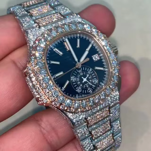 Montre de luxe en acier inoxydable de haute qualité Hip Hop entièrement sertie de diamants Montre mécanique pour hommes Montres en diamant Moissanite VVS - Product Image 4