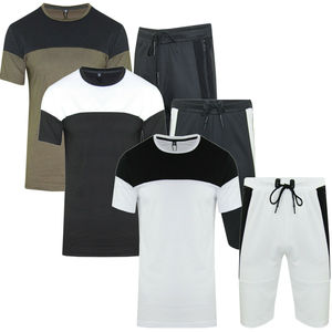 Conjunto de camisa y pantalón corto de algodón transpirable, novedad de verano al por mayor, Conjunto de camiseta informal para hombre, conjunto de 2 piezas de manga corta - Product Image 1