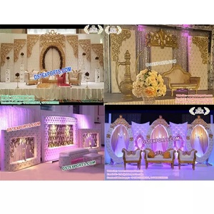 Panneau de fond en cuir capitonné moderne et élégant DST Exports, décoration de scène chic sur le thème indien et de l'amour pour mariages en Suisse - Product Image 1