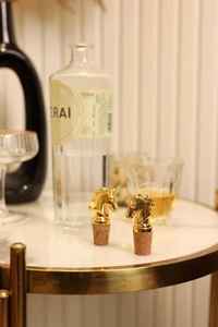 H.M.A Handicrafts handcrafted metal wine <b>bottle</b> stopper with <b>cork</b> base perfect for bar table display and gifting - Product Image 3