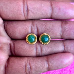 925 Silver Fine Stud <b>Earrings</b> with Green <b>Onyx</b> Gemstone Custom Semi-Precious Stone Jewelry Wholesale From Trusted Supplier - Product Image 4