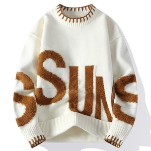 Pull en maille décontracté pour homme en coton 100% personnalisé pour l'hiver, avec motifs personnalisés, anti-boulochage, anti-rétrécissement - Product Image 4