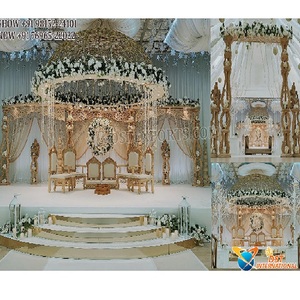 Mandap de madera abierto para bodas Maharani con cúpula, Mandap de madera para bodas Grand Fusion, Elegante Mandap hindú para bodas, Disponibilidad en EE. UU. - Product Image 1