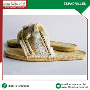 Vente en gros 100% Espadrilles en toile de coton faites à la main légères d'été à feuilles persistantes avec fermeture à enfiler de la meilleure qualité respirante pour - Product Image 3