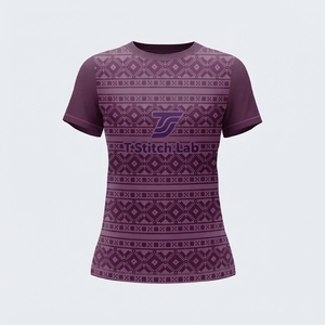 Camiseta de Mujer con Diseño Tribal, Colores Sólidos, Transpirable, Ligera, Cuello Redondo, Manga Corta, Logotipo Personalizado, Nueva Llegada - Product Image 5