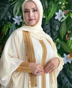 <b>White</b> Moroccan Embroidered Kaftan Abaya Anti Wrinkle Material and Wedding Morocco Kaftan for Women Wholesale Price - Product Image 1