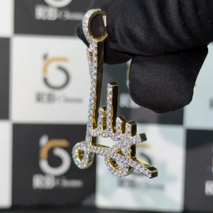 Pendentif Hip Hop unisexe en or plaqué 14 carats de style glacé, certifié IGI, diamant taille brillant VVS, cadeau pour les occasions - Product Image 3