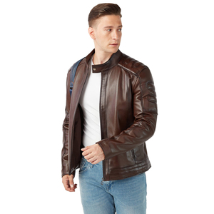 Vêtements d'hiver Couleur personnalisée 100% Veste en cuir pour hommes 2024 Veste de mouton imperméable de haute qualité pour hommes - Product Image 4
