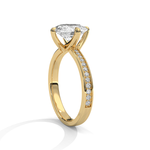 Bague de fiançailles et de mariage en or blanc 14 ct 18 ct avec diamant solitaire ovale - Product Image 3