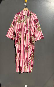 Vestido Kimono Informal de Algodón Hecho a Mano en India, Cuello en V, Mangas Largas, Estampado Floral, Ropa de Playa para Vacaciones de Verano, Otoño y Primavera - Estilo Bikini - Product Image 3