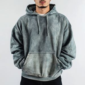 Sweat à capuche court personnalisé en molleton de coton 480GSM avec fermeture éclair, impression sérigraphique délavée, effet délavé à l'acide, pour homme - Product Image 5