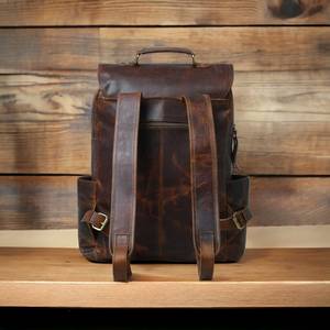 Sac à dos en cuir vintage de haute qualité Sac à bandoulière antivol de grande capacité avec logo personnalisé Leather-LBP-0083 véritable souple - Product Image 2