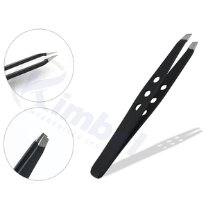 Pinzas de cejas inclinadas de precisión Calidad garantizada Arrancar el cabello de la raíz Punta inclinada negra - Product Image 2