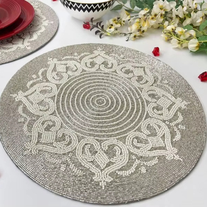 Eco Friendly Beaded Luxury Heat Resistant Anti-Slip Wedding Dinner <b>Table</b> <b>Mats</b> - Product Image 1