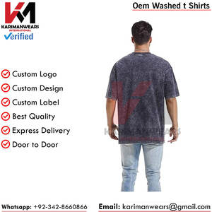 T-shirts surdimensionnés pour hommes T-shirts graphiques vintage lavés à la pierre Chemises en coton épais Coupe ample T-shirts décontractés Style - Product Image 3