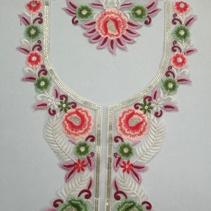 Hermoso encaje de cuello de red bordado con lentejuelas con diseño intrincado para vestido Kurti Ropa Étnica boutique sastrería y artesanía - Product Image 1