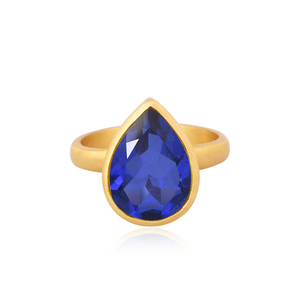 Bague en laiton dernier modèle bijoux tendances vente en gros de doublet quartz tanzanite bague en pierres précieuses pour femme cadeau pour elle - Product Image 3