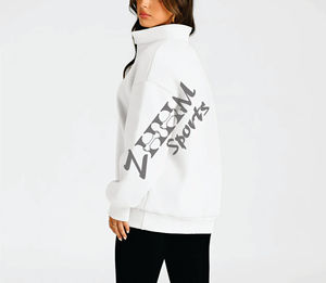 เสื้อฮู้ดแขนยาวสำหรับผู้หญิงเสื้อกันหนาวซิปครึ่งหน้าระบายอากาศป้องกันรอยยับ - Product Image 3