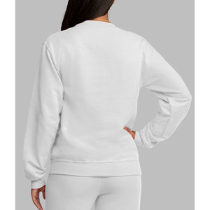 White Ultimate Women <b>Thermal</b> <b>Fleece</b> Crew Neck Pullover Sweatshirt No Buttons Unisex Adult Crew Neck Warm up Team Sweatshirt - Product Image 3