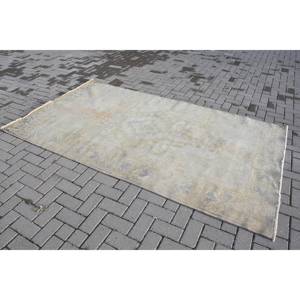 Tapis Turc Vintage 4.7 X 8.4ft Classique Blanc Fait Main Laine Patchwork Design Rectangulaire Couloir Style pour Adolescent Entrée Latex - Product Image 3