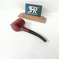 Pipa de Madera Artesanal Premium Hecha a Mano, con Cazoleta Roja Intensa y Tallo Negro, Tradicional, Coleccionable, para Fumar, Exhibición y Accesorio de Artesanía
