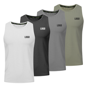 Camiseta sin mangas de talla grande para hombre, ajuste cómodo, punto transpirable, cuello redondo, estampado liso, suministro OEM para entrenamiento de adultos - Product Image 2