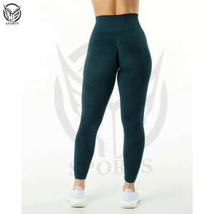 Legging de sport athlétique pour la course et le yoga, taille haute, effet ventre plat, dos en V, taille élastique unie, léger et à séchage rapide - Product Image 2