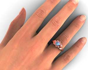 Opal Engagement <b>Ring</b> 925 Sterling Silver Rose Gold Plated Flower Design Unique Elegant Jewelry Gift For Her - Product Image 4