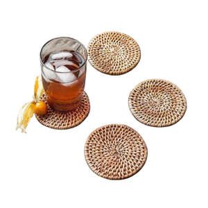 Hand woven <b>Coaster</b> Rattan Capiz <b>Coaster</b> and holder Mother of pearl Inlay Round <b>Coaster</b> Rustic Tableware Handmade Lacquer - Product Image 3