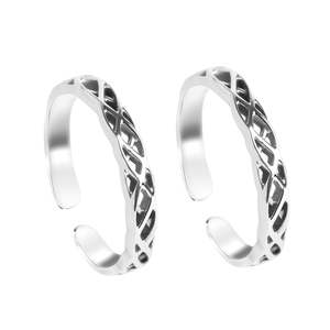 NOVAMART Fine 925 Sterling Silver Knotted <b>Toe</b> <b>Rings</b> Diamond and Zircon Set for Engagement Wedding Wholesale Export - Product Image 1
