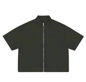 Sweat-shirt décontracté vintage pour homme, respirant, à col zippé, surdimensionné, à manches courtes pour chemise - Product Image 3