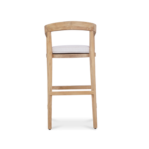 Tabouret de bar en bois de teck massif de style moderne avec dossier pour la maison, hôtel, restaurant, meubles de salle à manger pour appartement et salon - Product Image 6