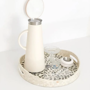 ถาดรองกระดูกฝังมุกสุดหรูดีไซน์ใหม่ถาดเสิร์ฟพร้อมลวดลายศิลปะลายใบไม้ขายส่งชุดเสื่อ - Product Image 1