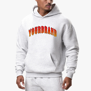 Logo imprimé personnalisé 500 GSM Heavyweight 100% coton Pullover basics hoodies Oversized solid colour Custom printed man Hoodie - Product Image 1