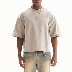 Fabricants de vêtements personnalisés T-shirt court vintage à épaules tombantes pour hommes - Product Image 1