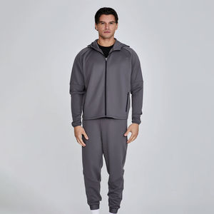 Conjunto de dos piezas con logotipo personalizado para hombre, traje de jogging de entrenamiento deportivo para invierno, chándal liso de algodón 100% en blanco - Product Image 3