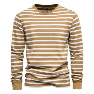 T-shirts pour hommes Simplicity Stripe Print T Shirt For Men Fashion Comfortable Cotton Long Sleeve T-shirt Leisure O-neck Pullover - Product Image 2