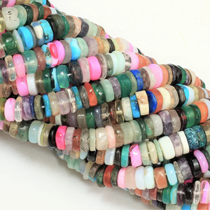 Perles Heishi en pierres précieuses naturelles multicolores, forme de pneu lisse, 4-7 mm, qualité AAA, mélange de pierres, forme de roue, pour bijoux - Product Image 6