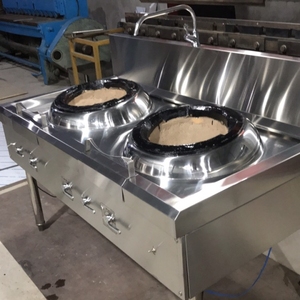 Gama de gas Cocina profesional Wok Estufa de cocina 1,0mm de espesor Equipo comercial Acero inoxidable de alta calidad Dos quemadores - Product Image 3