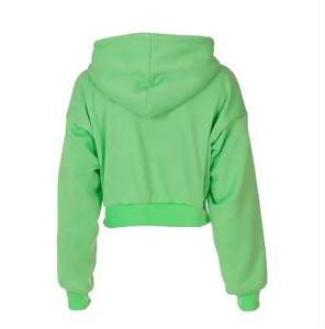 Sudadera con capucha corta forrada de algodón clásica para mujer con logotipo personalizado etiqueta privada otoño verano Streetwear longitud corta proveedor OEM - Product Image 2