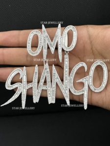 Colgante Unisex de Plata de Ley 925 con Incrustaciones de Moissanita VVS, Corte Brillante Redondo, Forma de Letra Personalizada, Chapado en Rodio, Estilo Hip Hop - Product Image 5