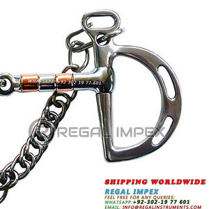 บิตม้าทองแดงแบบต่อเนื่องพร้อมโซ่ตะขอแบบสองตา ปากบิตแบบมีบานพับ ลูกกลิ้งสแตนเลส อุปกรณ์สัตวแพทย์ ผู้จำหน่ายอุปกรณ์สำหรับช่างเกือกม้า - Product Image 3