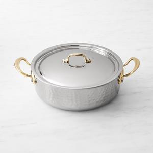 Ensemble de casseroles et poêles en fonte écologiques de qualité supérieure, finition martelée, poignées dorées classiques, luxe simple, qualité alimentaire - Product Image 5