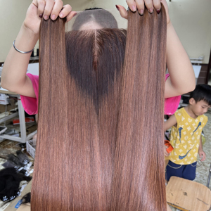 Trame vietnamienne os cheveux raides couleur brune longueur 20 "22" disponible prêt à expédier extensions de cheveux humains bruts Grade 12A - Product Image 1